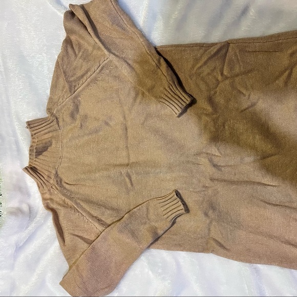 MOCK NECK KHAKI SWEATER DRESS - Picture 3 of 5